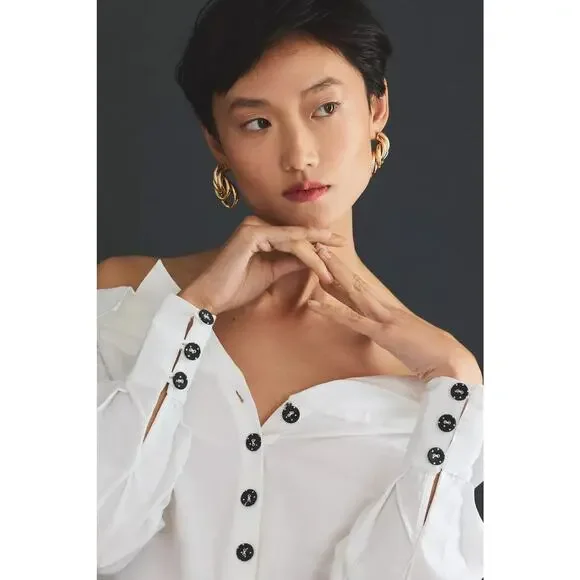 Maeve Crop Tie-Front Blouse L - Picture 4 of 4